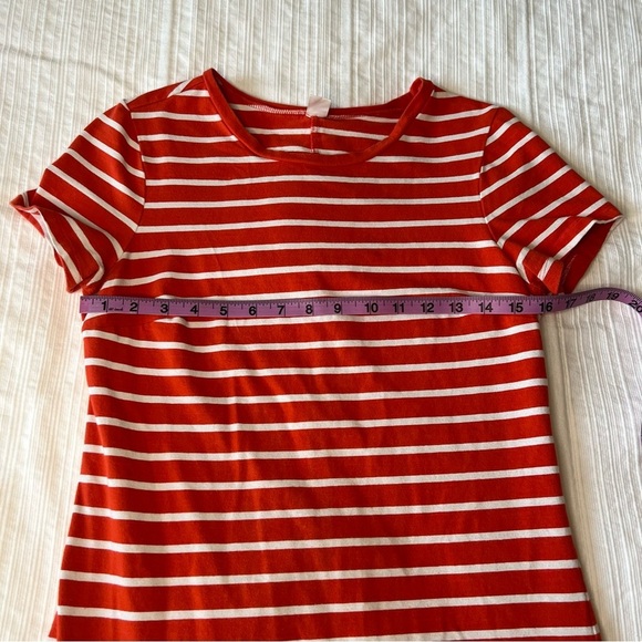 2/$30 Old Navy Orange Red and White Striped Stretchy Soft Shirt Dress - Picture 4 of 8